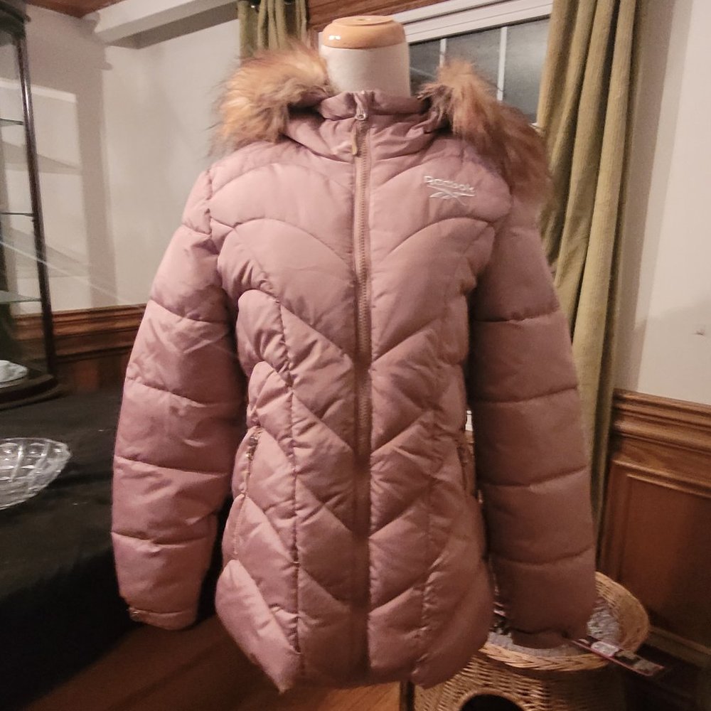 Reebok Fitted Dusty Pink Hooded Parka, sz Medium, NWOT - Picture 5 of 10